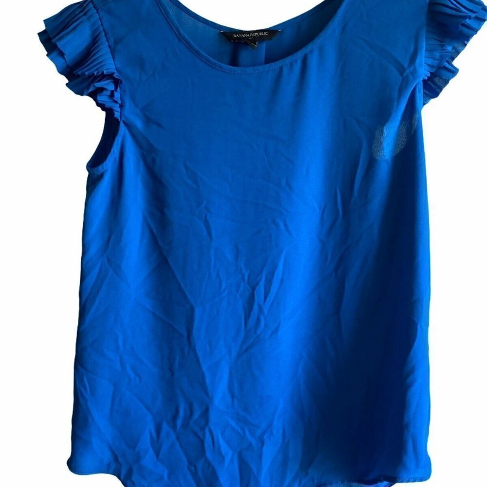 Banana Republic XS Petite Blue Ruffled Blouse